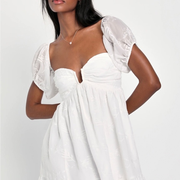 NWT Lulus Cutest Icon Off-the-Shoulder Embroidered Dress - Picture 8 of 9